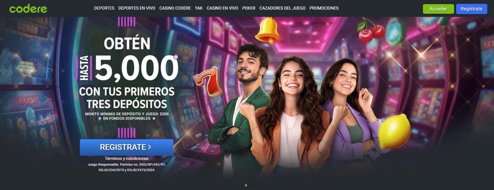 Página principal de la casa de apuestas Codere