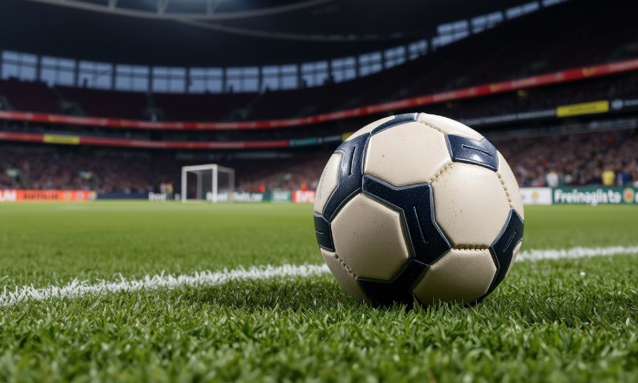 El balón está en el campo de fútbol