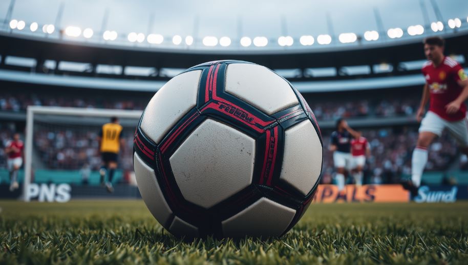 Un balón en un campo de fútbol